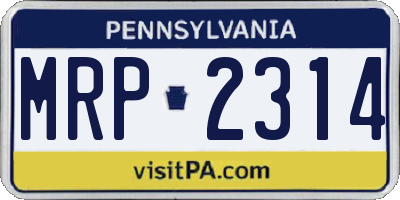 PA license plate MRP2314