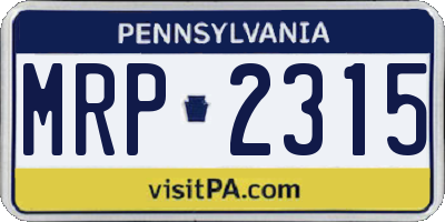 PA license plate MRP2315