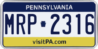 PA license plate MRP2316