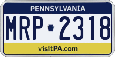 PA license plate MRP2318