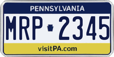 PA license plate MRP2345