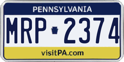 PA license plate MRP2374