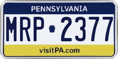 PA license plate MRP2377