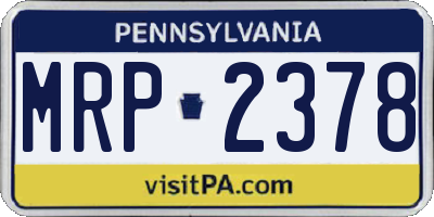 PA license plate MRP2378