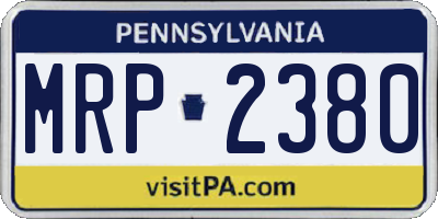 PA license plate MRP2380