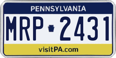 PA license plate MRP2431