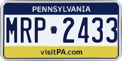 PA license plate MRP2433