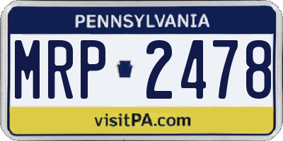 PA license plate MRP2478
