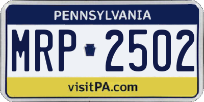 PA license plate MRP2502