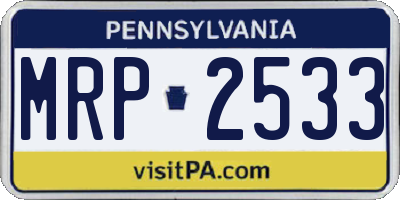 PA license plate MRP2533
