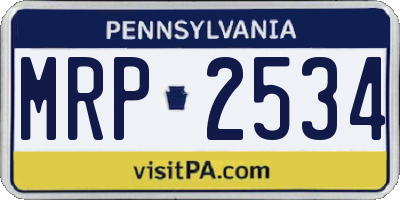 PA license plate MRP2534