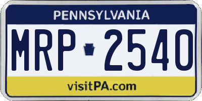 PA license plate MRP2540
