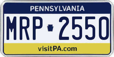PA license plate MRP2550