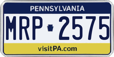 PA license plate MRP2575