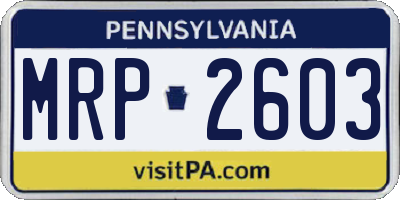 PA license plate MRP2603