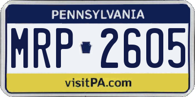 PA license plate MRP2605