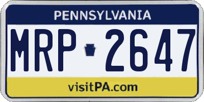 PA license plate MRP2647