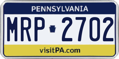 PA license plate MRP2702