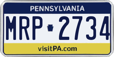 PA license plate MRP2734