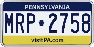 PA license plate MRP2758