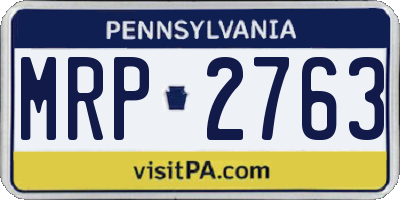 PA license plate MRP2763