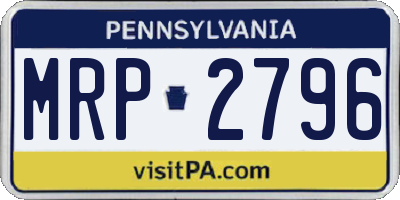 PA license plate MRP2796