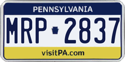PA license plate MRP2837