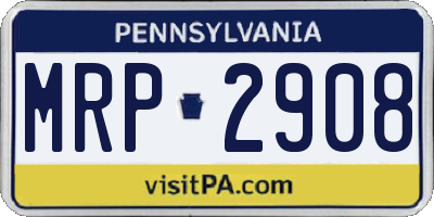 PA license plate MRP2908