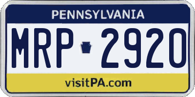 PA license plate MRP2920
