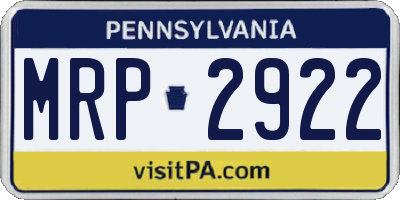 PA license plate MRP2922