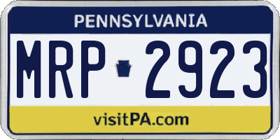 PA license plate MRP2923