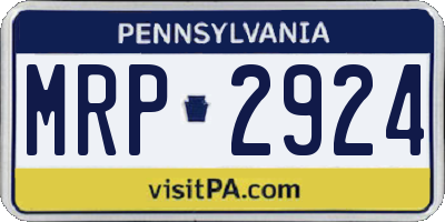 PA license plate MRP2924
