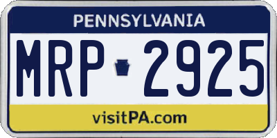 PA license plate MRP2925