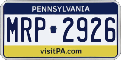 PA license plate MRP2926
