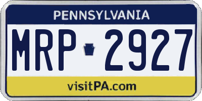 PA license plate MRP2927