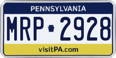 PA license plate MRP2928