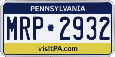 PA license plate MRP2932