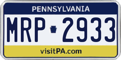 PA license plate MRP2933
