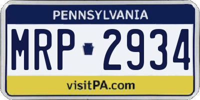 PA license plate MRP2934