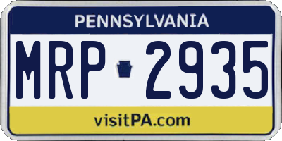 PA license plate MRP2935