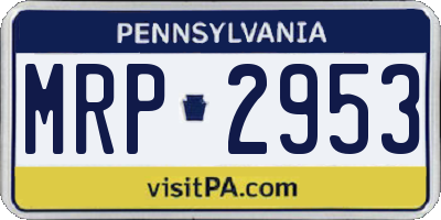 PA license plate MRP2953