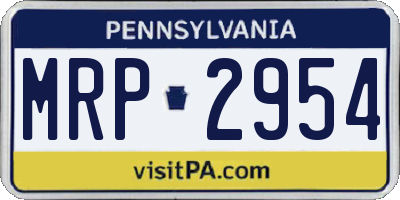 PA license plate MRP2954