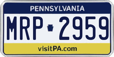 PA license plate MRP2959
