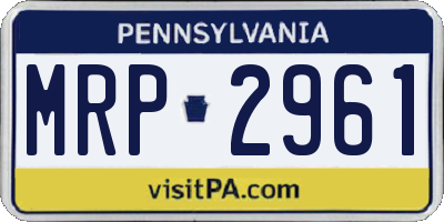 PA license plate MRP2961