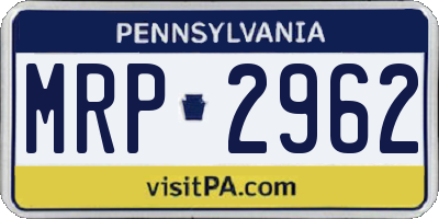 PA license plate MRP2962
