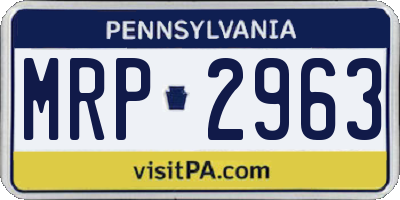 PA license plate MRP2963