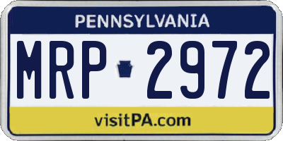 PA license plate MRP2972