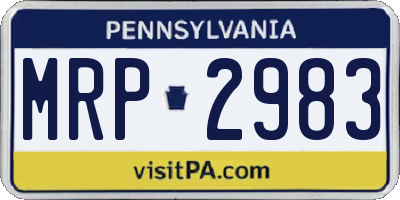 PA license plate MRP2983