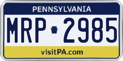 PA license plate MRP2985