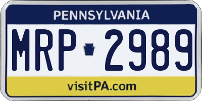 PA license plate MRP2989